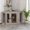 Corner Dog Crate, Furniture Dog Cages with Cushion for Large-Sized Dog, Indoor Use, Walnut Brown