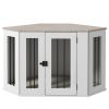 Dog Crate Furniture with Cushion, 41 Inch Corner Design Dog Crate End Table for Medium Dogs, Multi Colour