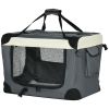 24" Foldable Pet Carrier with Removable Mat, Breathable Mesh, Soft Side Pet Travel Crate for Cat & Miniature Dogs, Grey