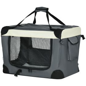 24" Foldable Pet Carrier with Removable Mat, Breathable Mesh, Soft Side Pet Travel Crate for Cat & Miniature Dogs, Grey