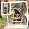 Cat Stroller, 3 Wheels Foldable Dog Stroller with Storage Basket, Brake, Adjustable Canopy, Cupholders